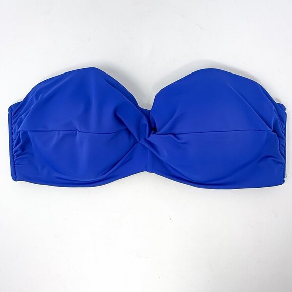 Victoria Secret Swim Bikini Top 38C Blue Oar Bandeau Solid Strapless Underwire - Picture 1 of 6